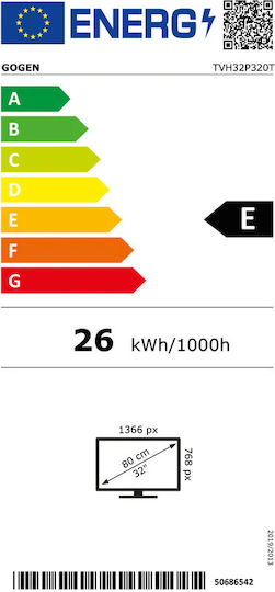 GoGEN Τηλεόραση 32" HD Ready LED TVH32P320T (2023)