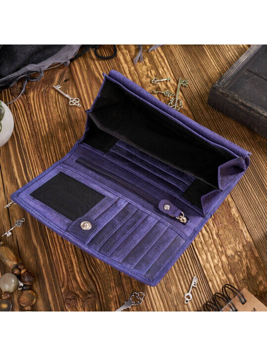 Paolo Peruzzi Vintage Leder Damen Geldbörse Geschenkset Marineblau Schlüsselanhänger