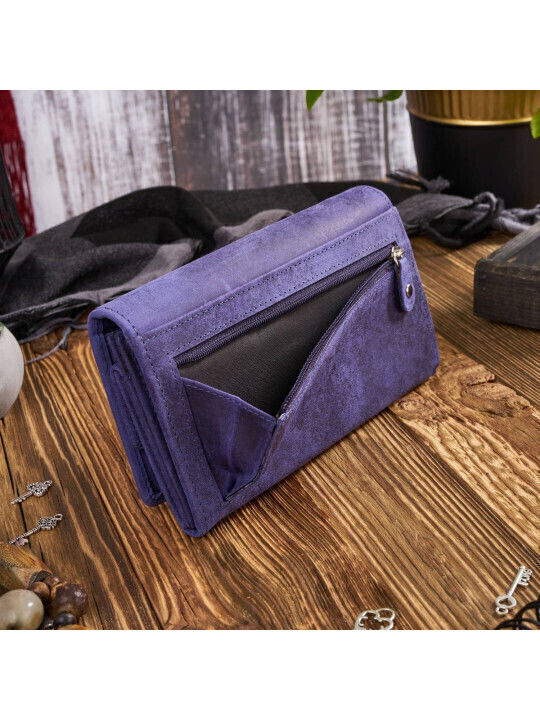 Paolo Peruzzi Vintage Leder Damen Geldbörse Geschenkset Marineblau Schlüsselanhänger