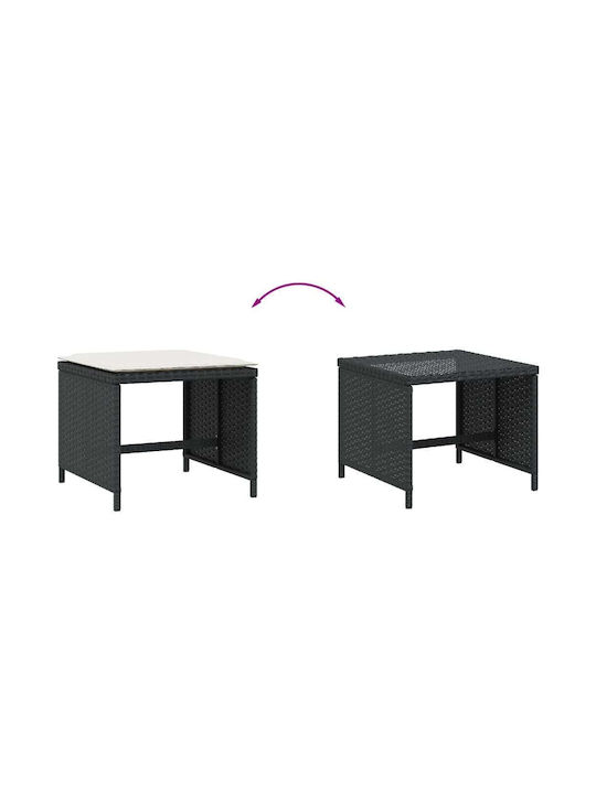 Gartenhocker Würfel Außengebrauch Rattan mit Kissen Schwarze 4 Stück 40x40x35cm
