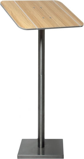 Bodenständer Menükataloganzeige Edelstahlsäule Holzständer Teak 110x54x36cm