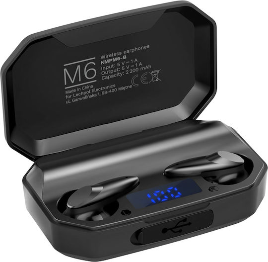 Kruger & Matz M6 Earbud Bluetooth Handsfree Ακουστικά με Θήκη Φόρτισης Μαύρα