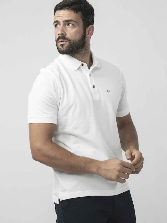 Artisti Italiani Herren Kurzarmshirt Polo Weiß