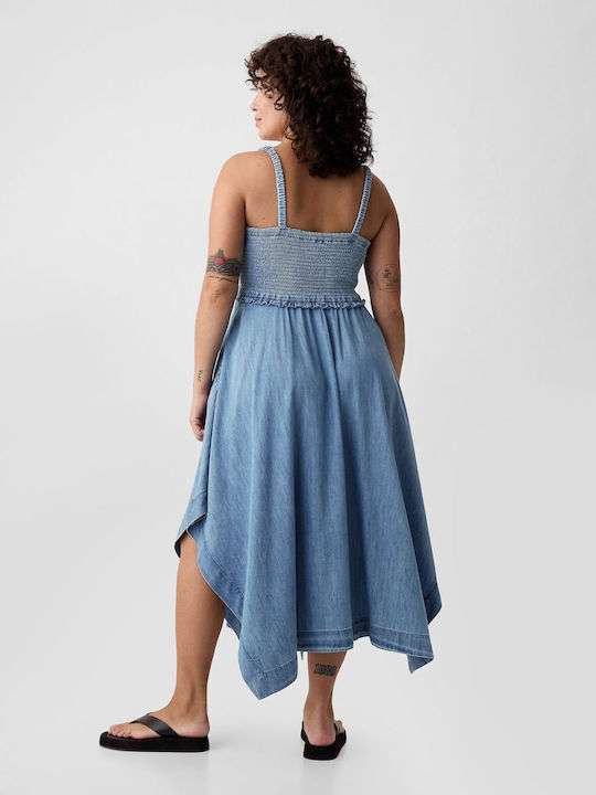 Summer Midi Denim Dress Blue