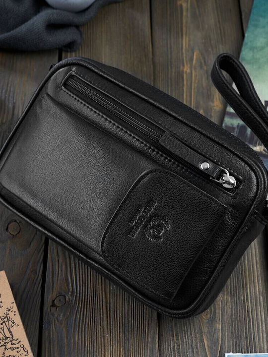 Leder Herrentasche Handtasche Schwarz