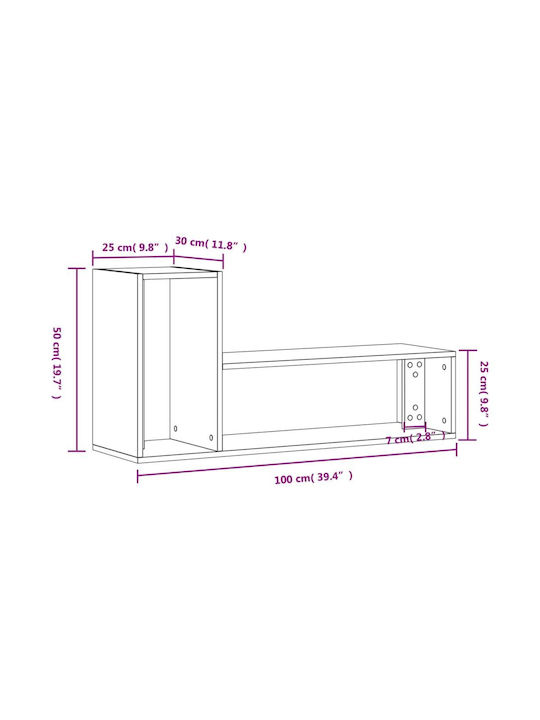 Living Room TV Unit White L100xW30xH50cm
