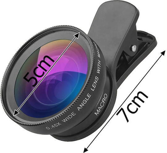 Zoom Lens Phones Tablets Zola 0.45x 12.5x Macro Clip 7x3x5 Cm Black