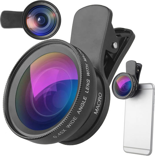Zoom Lens Phones Tablets Zola 0.45x 12.5x Macro Clip 7x3x5 Cm Black