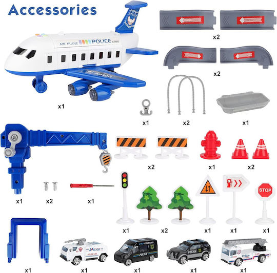 Large Police Plane Zola Multifunctional Foldable Parking Crane Cars Included Dimensions 37-63