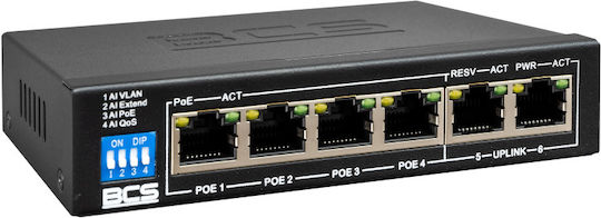 BCS BCS-B-SP0402 Unverwaltet L2 PoE+ Switch mit 6 Ports Ethernet