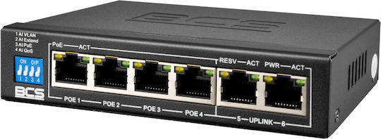 BCS BCS-B-SP0402 Unverwaltet L2 PoE+ Switch mit 6 Ports Ethernet