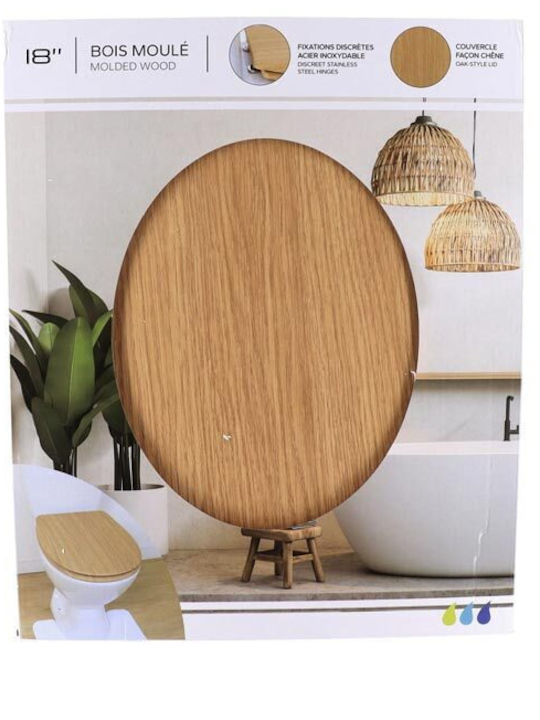 Toilet Seat Bamboo 44x35cm Beige