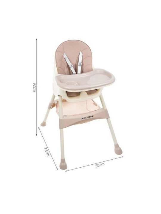 Kruzzel Scaun Înalt De Masă Bebe 3 În 1 Roz Kruzzel Scaun Înalt De Masă Bebe 3 În 1 Roz