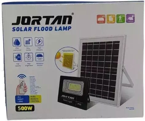 Jortan Στεγανός Ηλιακός Προβολέας LED 500W Ψυχρό Λευκό 6500K με Τηλεχειριστήριο IP66