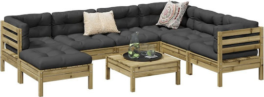 Set Cameră De Zi Exterior 8 Piese Antracit Cu Perne