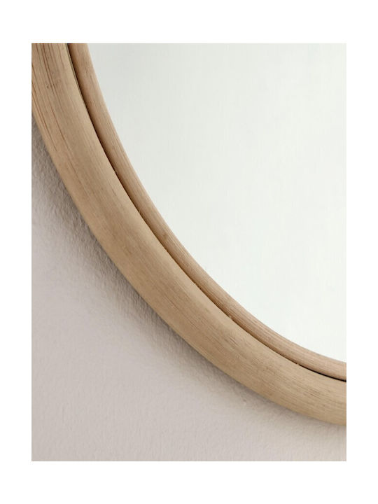 Bizzotto Mozambico Wall Mirror with Beige Rattan Frame Diameter 40cm 1pcs