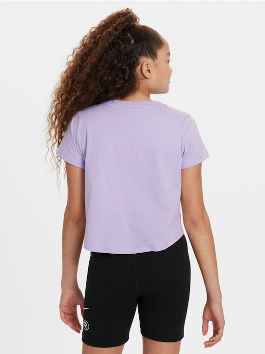 Kids' Crop Top Short Sleeve Purple Sportswear Crop Futura