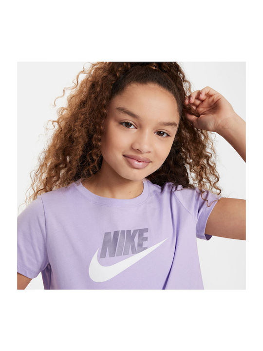 Kids' Crop Top Short Sleeve Purple Sportswear Crop Futura