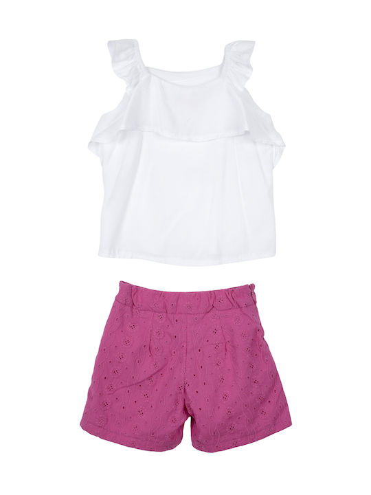 Babylon Kids Set with Shorts Summer 2pcs White pink