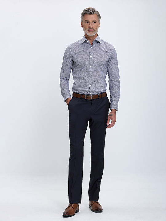 Vardas Ε-motion Super 100's Modern Fit Trousers Blue Wool Monochrome Evening, All Day, Casual, Business, Blazer, Wedding