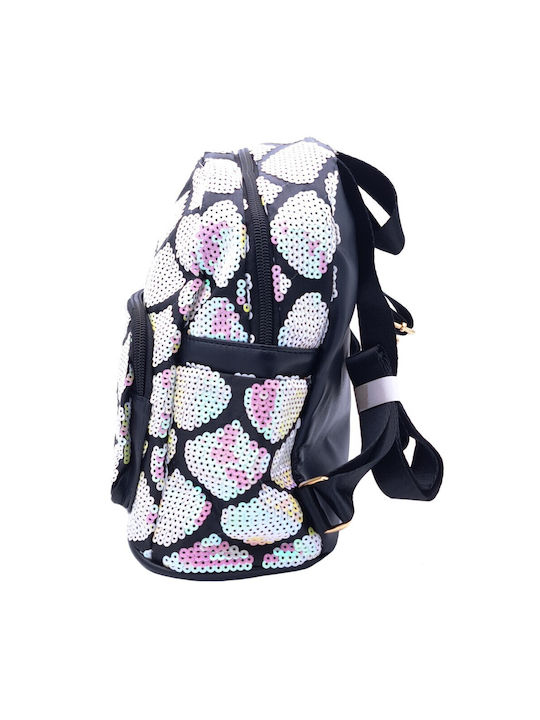 Παιδική Τσάντα Πλάτης Backpack με Παγιέτα & Μπροστινό Τσεπάκι Άσπρο