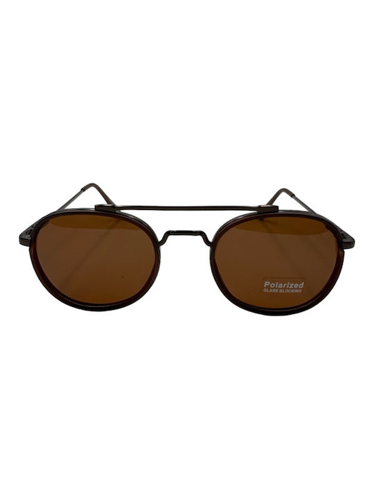 V-store Men's Sunglasses with Brown Frame and Brown Polarized Mirror Lens POL9003-03