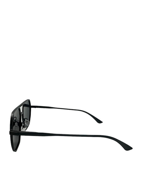 V-store Unisex Sunglasses with Black Metal Frame and Black Polarized Mirror Lens POL7701-01