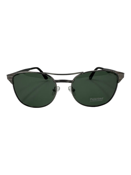 V-store Sunglasses with Gray Metal Frame and Green Polarized Mirror Lens POL2904KHAKI