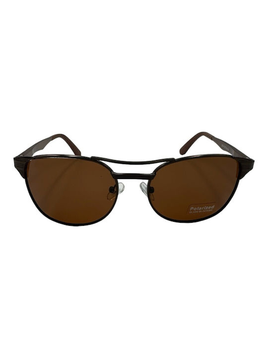 V-store Men's Sunglasses with Brown Metal Frame and Brown Polarized Mirror Lens POL2904BROWN