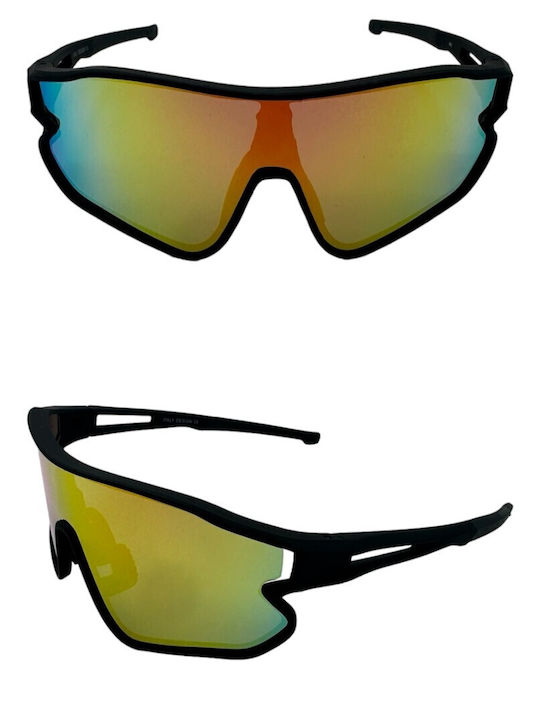 V-store Unisex Sunglasses with Black Plastic Frame and Multicolour Mirror Lens 9802-02