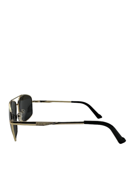 V-store Unisex Sonnenbrille mit Gold Metall Gestell und Gray Polarisiert Linse
