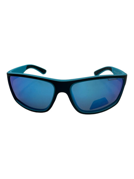 V-store Men's Sunglasses with Black Plastic Frame and Blue Polarized Mirror Lens POL3046BLUE