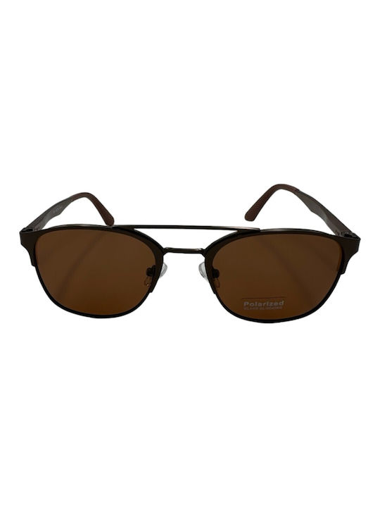 V-store Men's Sunglasses with Brown Metal Frame and Brown Polarized Mirror Lens POL2601BROWN