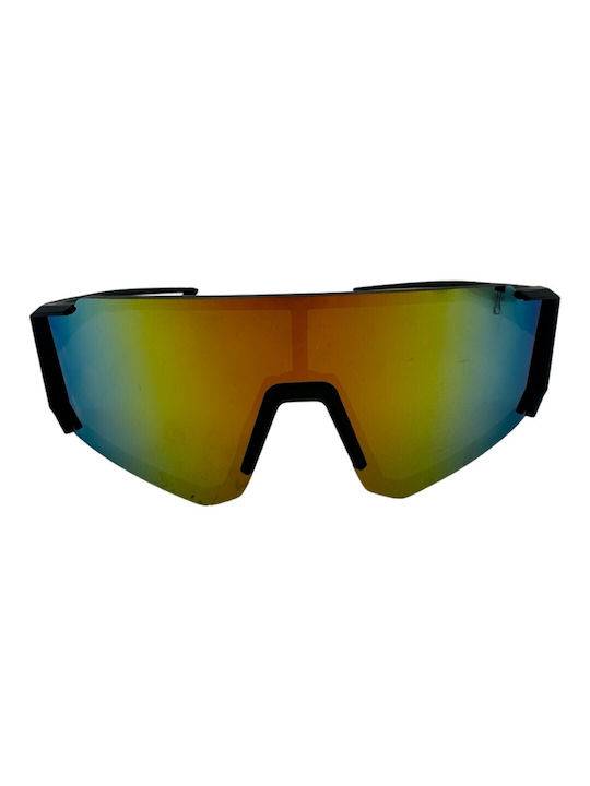 V-store Sunglasses with Black Plastic Frame and Multicolour Mirror Lens 9815-03