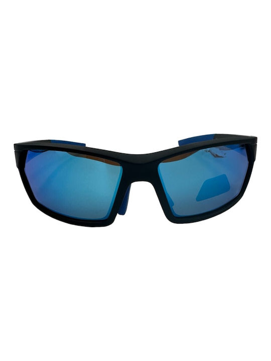 V-store Sunglasses with Black Plastic Frame and Blue Polarized Mirror Lens POL3061-03