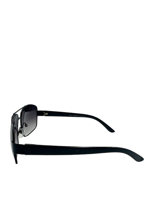 V-store Men's Sunglasses with Black Metal Frame and Gray Gradient Lens