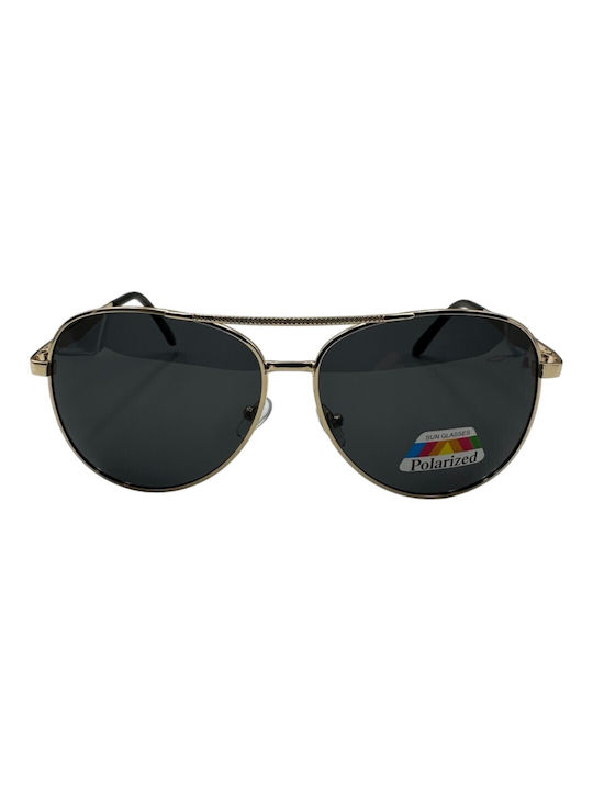 V-store Men's Sunglasses with Gold Metal Frame and Gray Polarized Lens POL5491-03