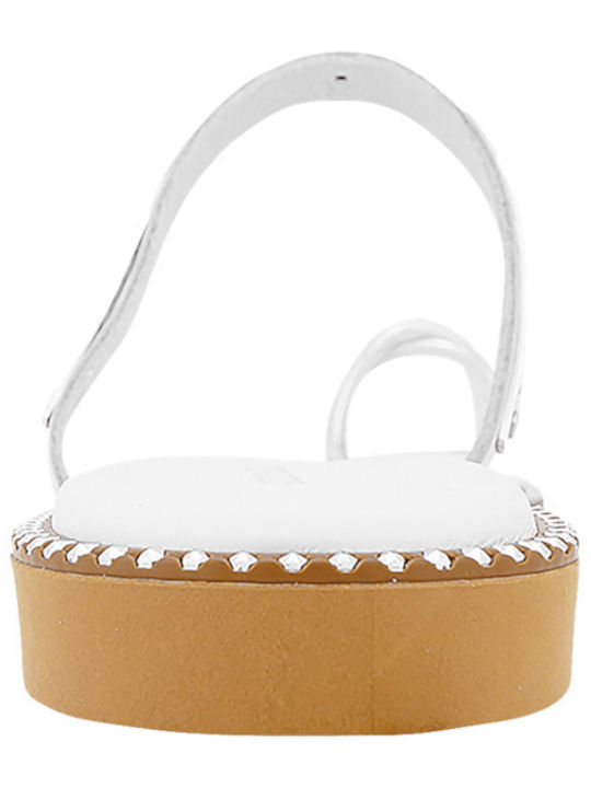 Naed Leather Women's Flat Sandals in White Color