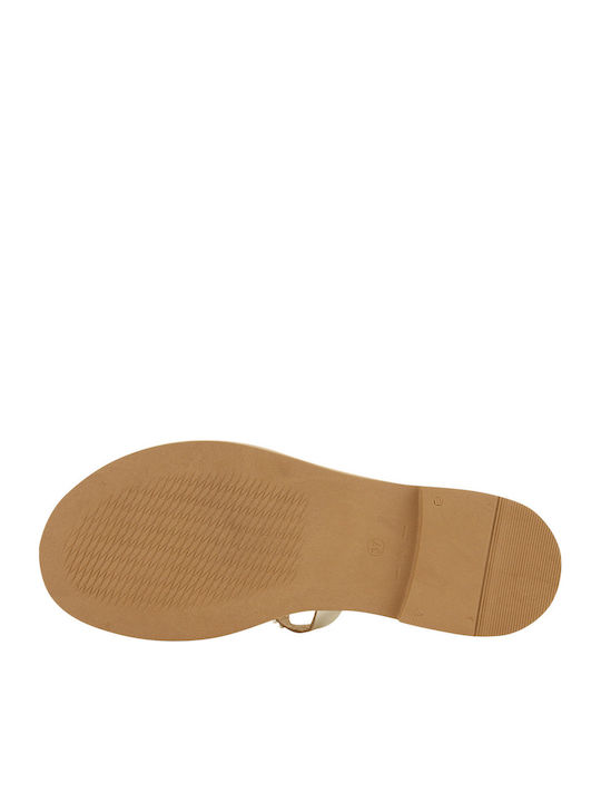 Nels Leather Women's Flat Sandals in White Color