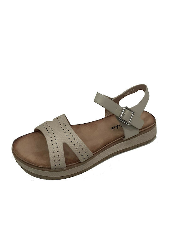 Firenze Women's Flat Sandals Anatomic Flatforms in Beige Color