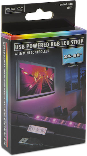 Αδιάβροχη Ταινία LED Τηλεόρασης USB 5V RGB Φως 1m Τύπου SMD5050 με Τροφοδοτικό