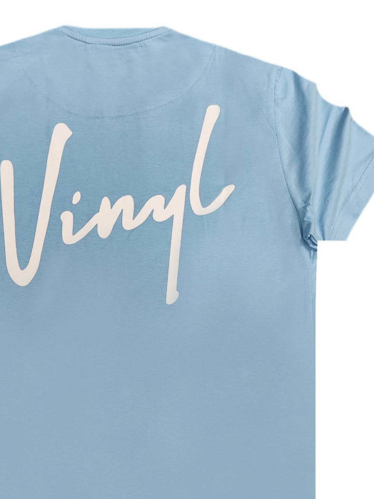 Vinyl Art Clothing Signature Men's Short Sleeve T-shirt Light Blue