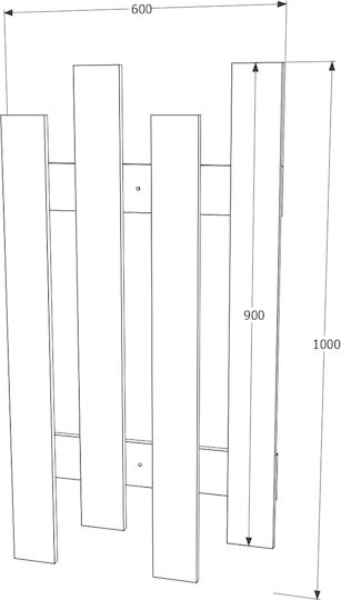 Lamellar Hölzernes Wandhalterung 4 Haken 60x100cm