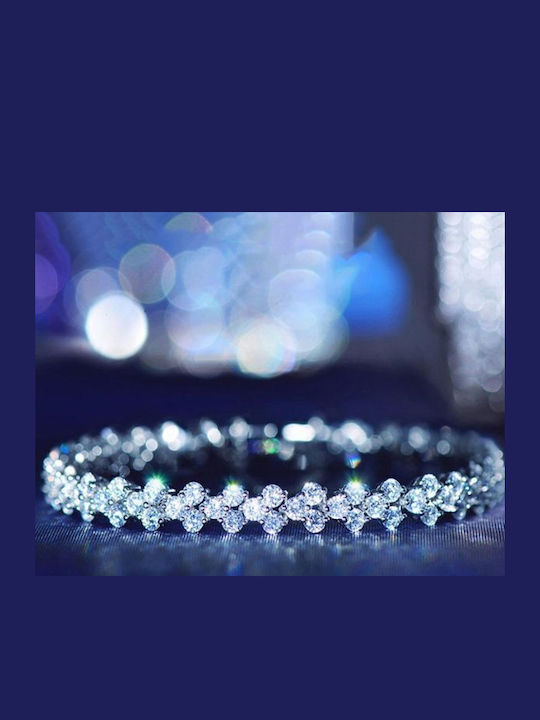 Tennis Bracelet Semiprecious Stones Zirconia 18 Cm Silver