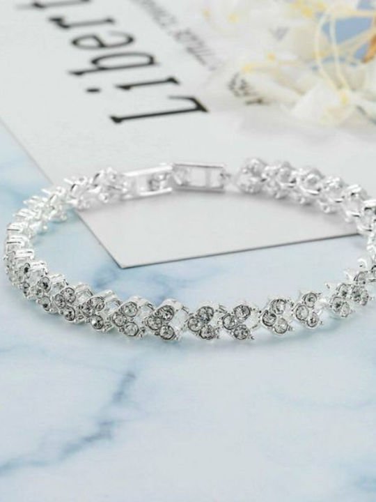 Tennis Bracelet Semiprecious Stones Zirconia 18 Cm Silver