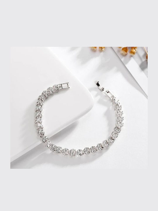 Tennis Bracelet Semiprecious Stones Zirconia 18 Cm Silver