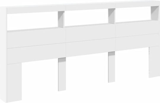 vidaXL Tăblie De Pat Din Lemn Albă 220x102cm