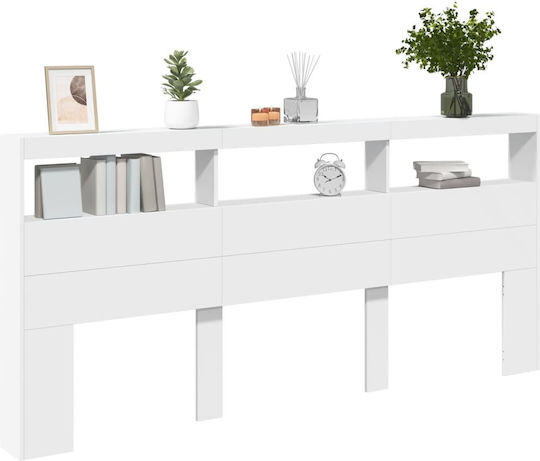vidaXL Tăblie De Pat Din Lemn Albă 220x102cm