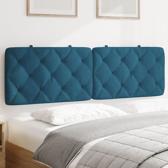 vidaXL Stoff-Kopfstütze für Betten Blau 162x48cm