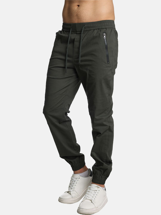 Elastic Trousers in Regular Fit Khaki